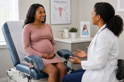 Ethnic Pregnant Woman in OB/GYN office 